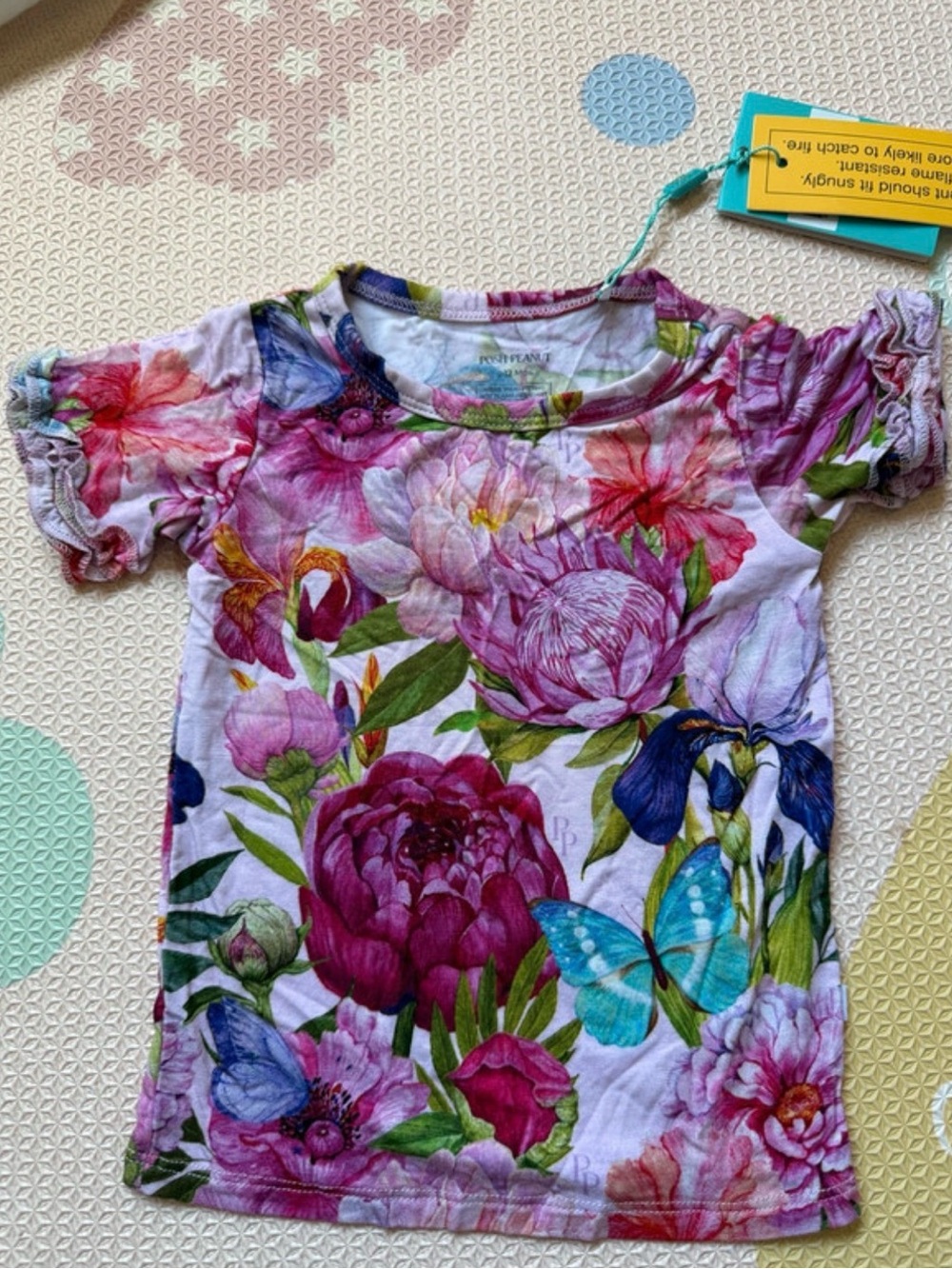 Posh Peanut Pink & Purple Floral Butterfly Short Sleeve Tee